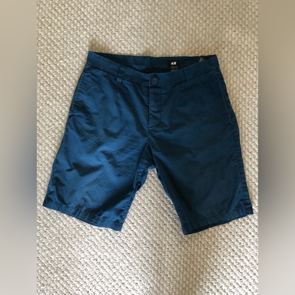 H&M Men's Navy Blue Chino Cotton Shorts Size 32R